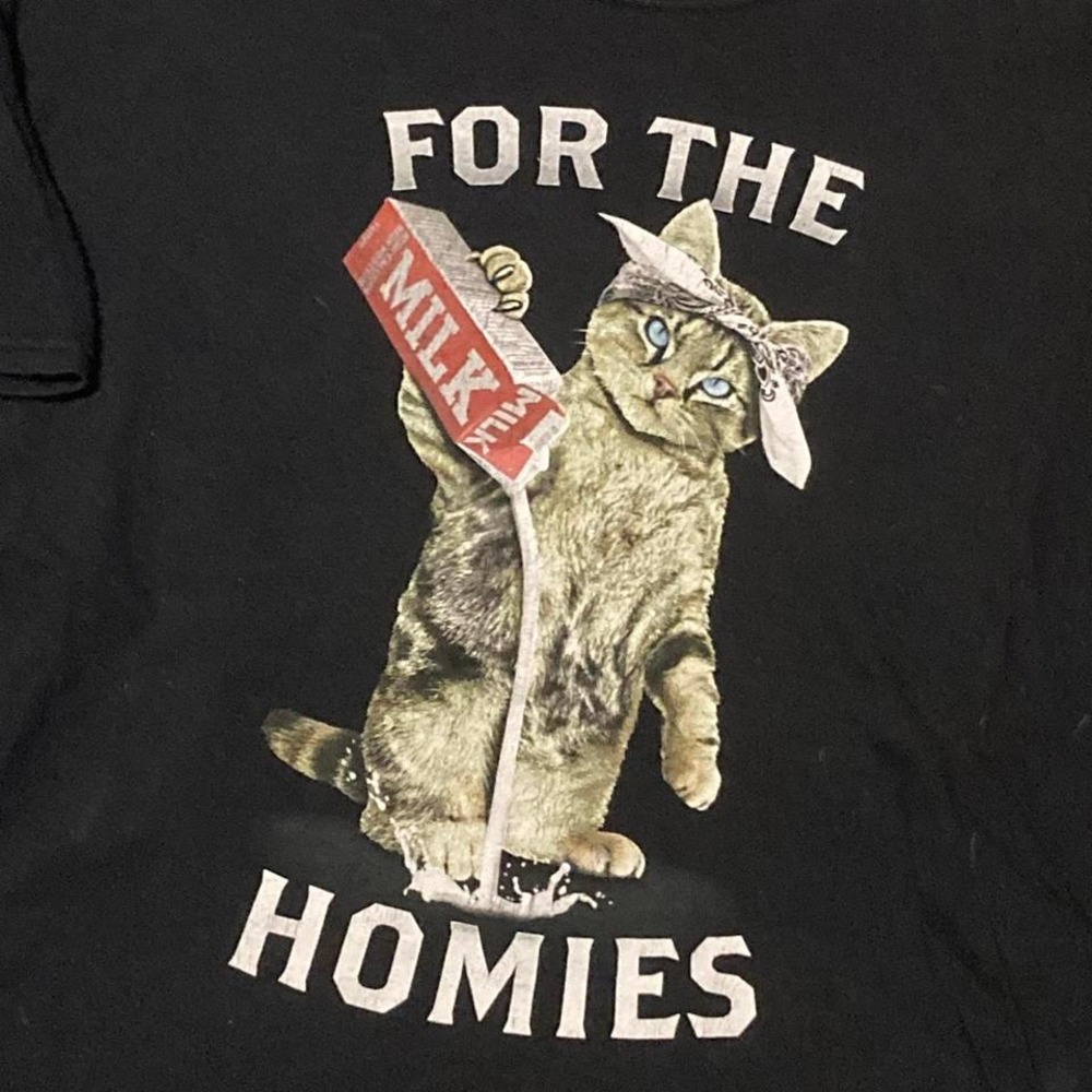 Cat pouring one out 10's graphic tee hip hop fruit of the‎ loom XL/23